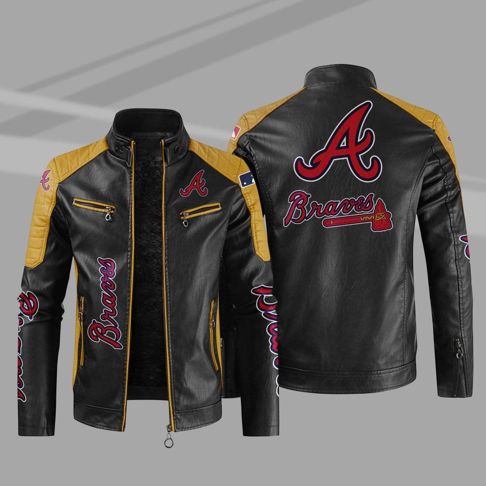 MLB Atlanta Braves Block Leather Jacket 1