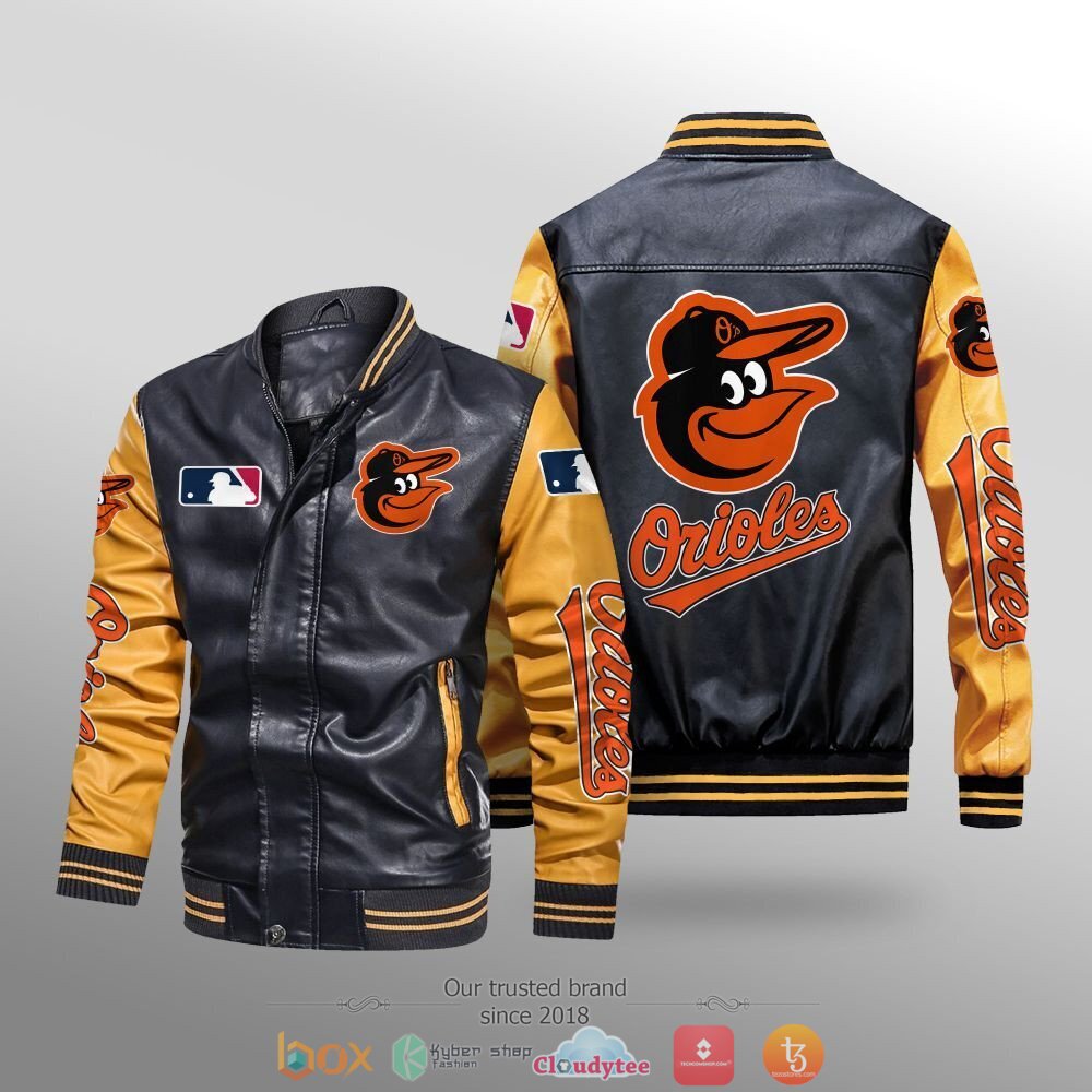 Baltimore Orioles MLB Leather bomber jacket 3 MLB Baltimore Orioles Leather bomber jacket 1 2