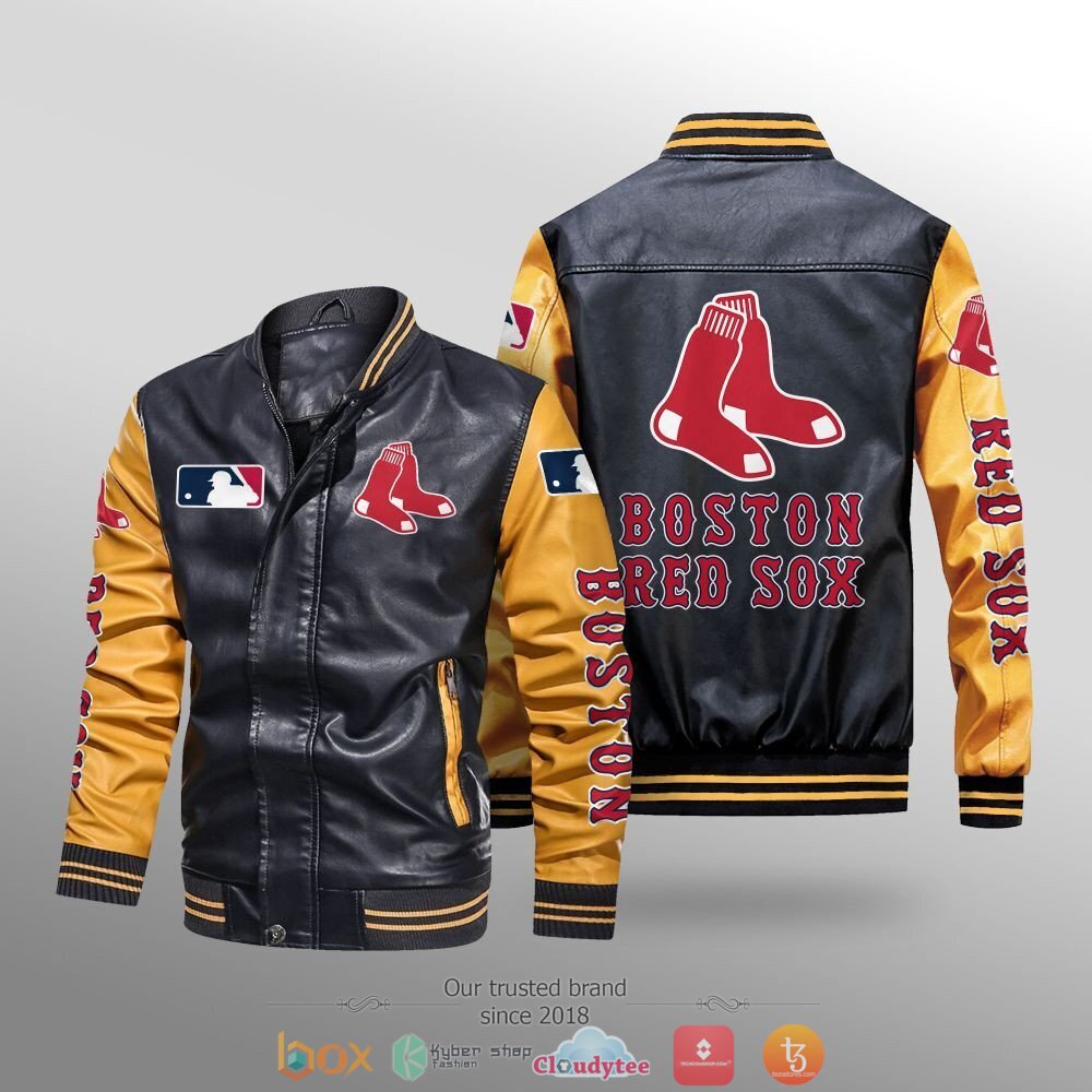 Boston Red Sox MLB Leather bomber jacket 3 MLB Boston Red Sox Leather bomber jacket 1 2