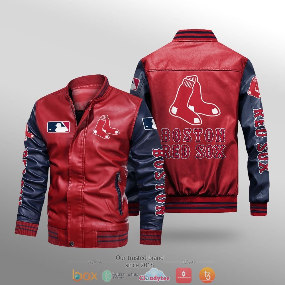 Boston Red Sox MLB Leather bomber jacket 4 MLB Boston Red Sox Leather bomber jacket 1 2 3