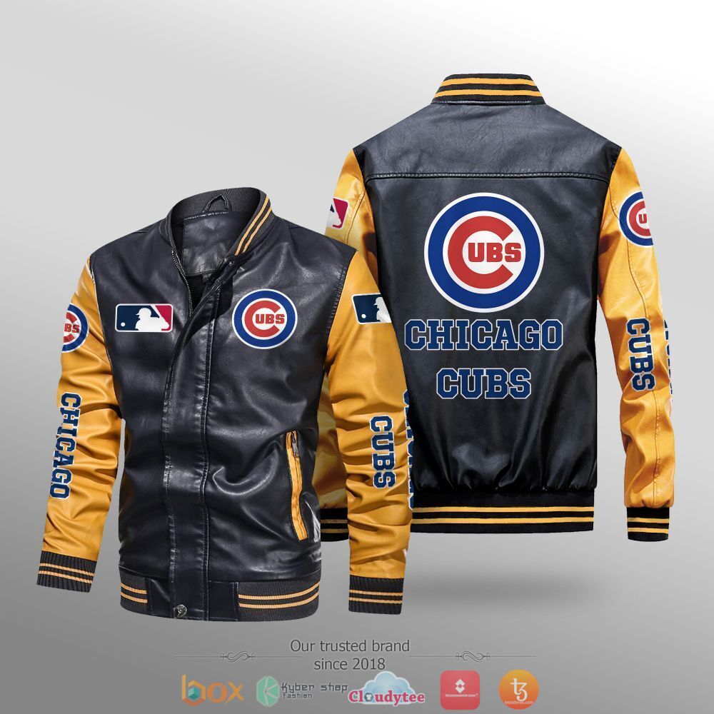 Chicago Cubs MLB Leather bomber jacket 3 MLB Chicago Cubs Leather bomber jacket 1 2