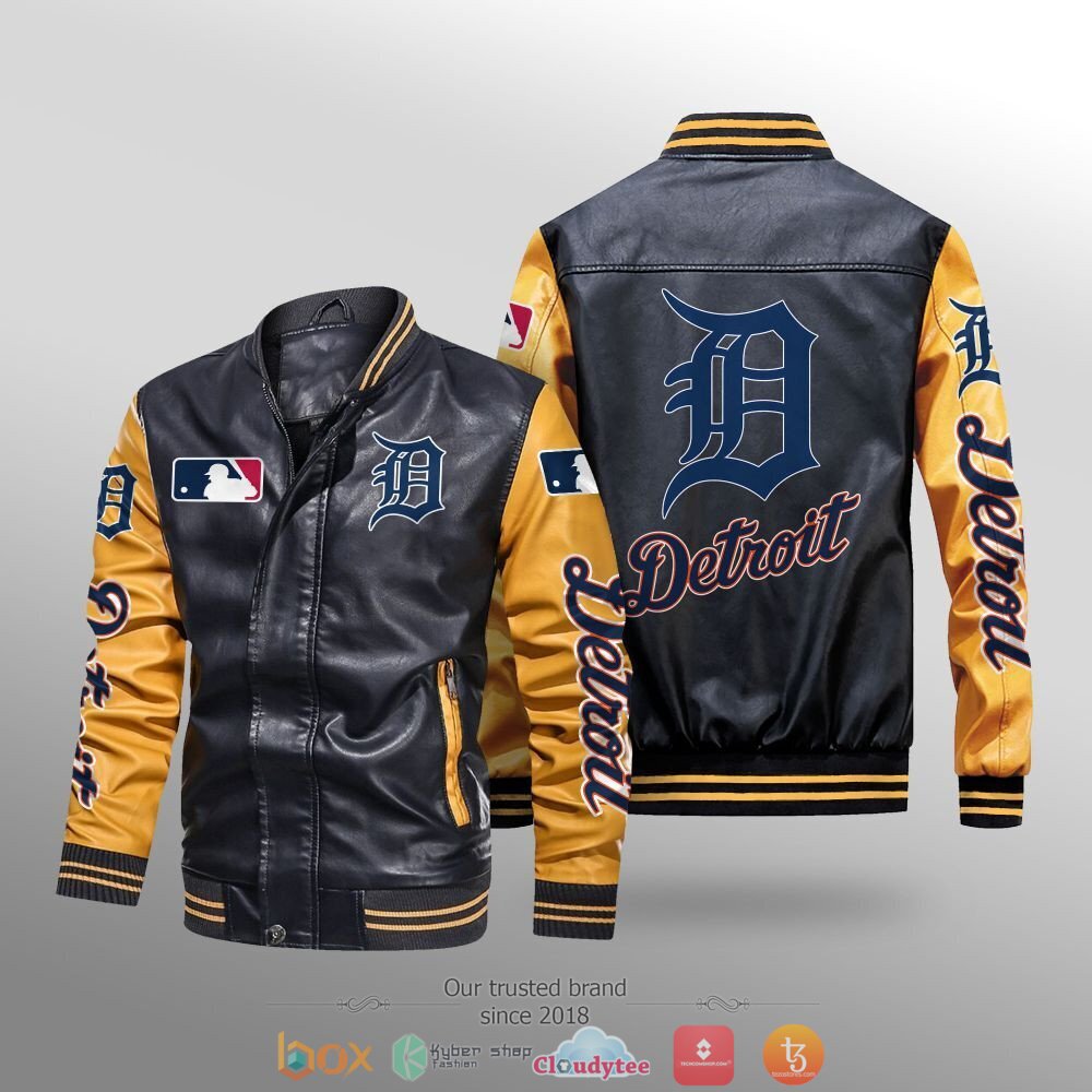 Detroit Tigers MLB Leather bomber jacket 3 MLB Detroit Tigers Leather bomber jacket 1 2