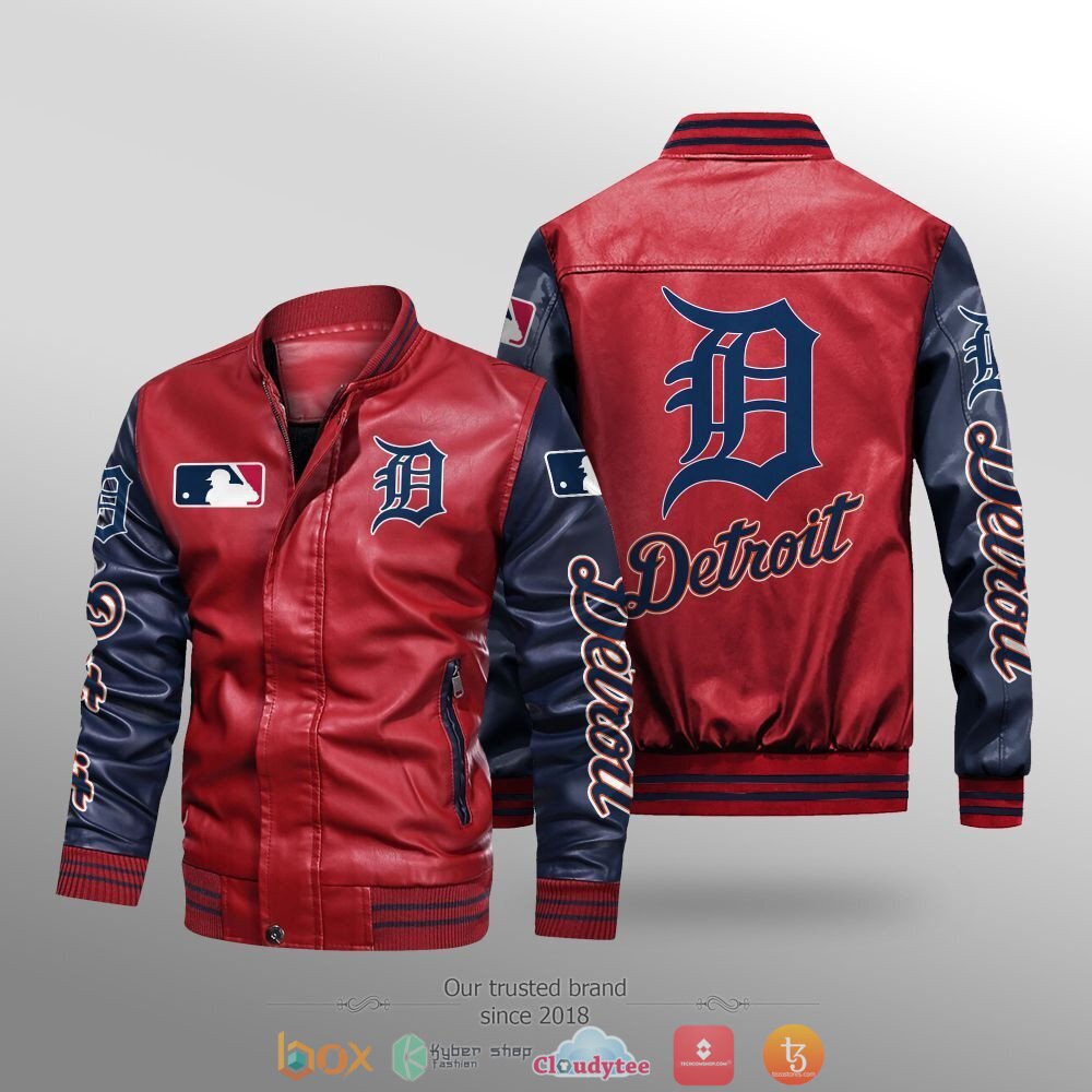 Detroit Tigers MLB Leather bomber jacket 4 MLB Detroit Tigers Leather bomber jacket 1 2 3