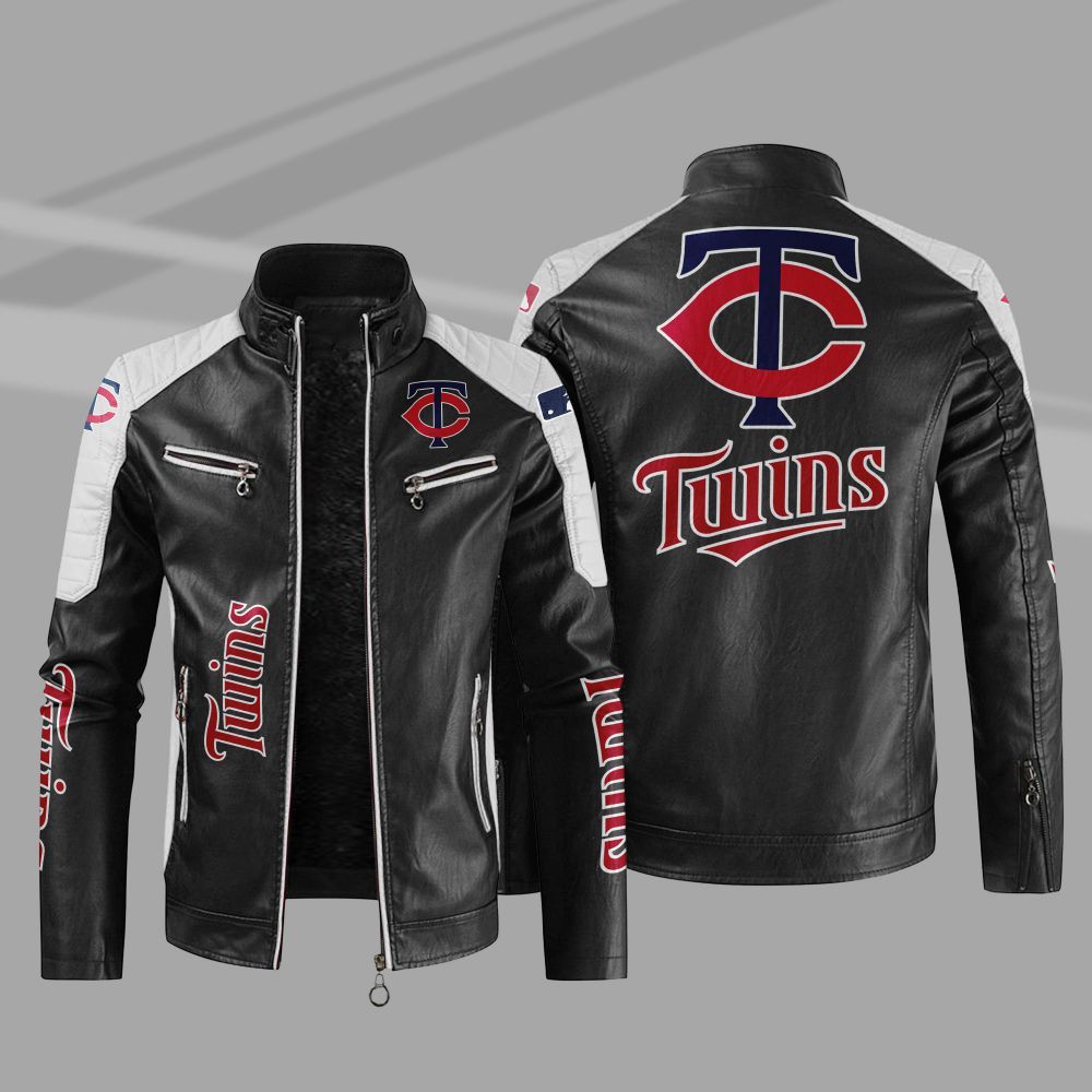 MLB Minnesota Twins Block Leather Jacket