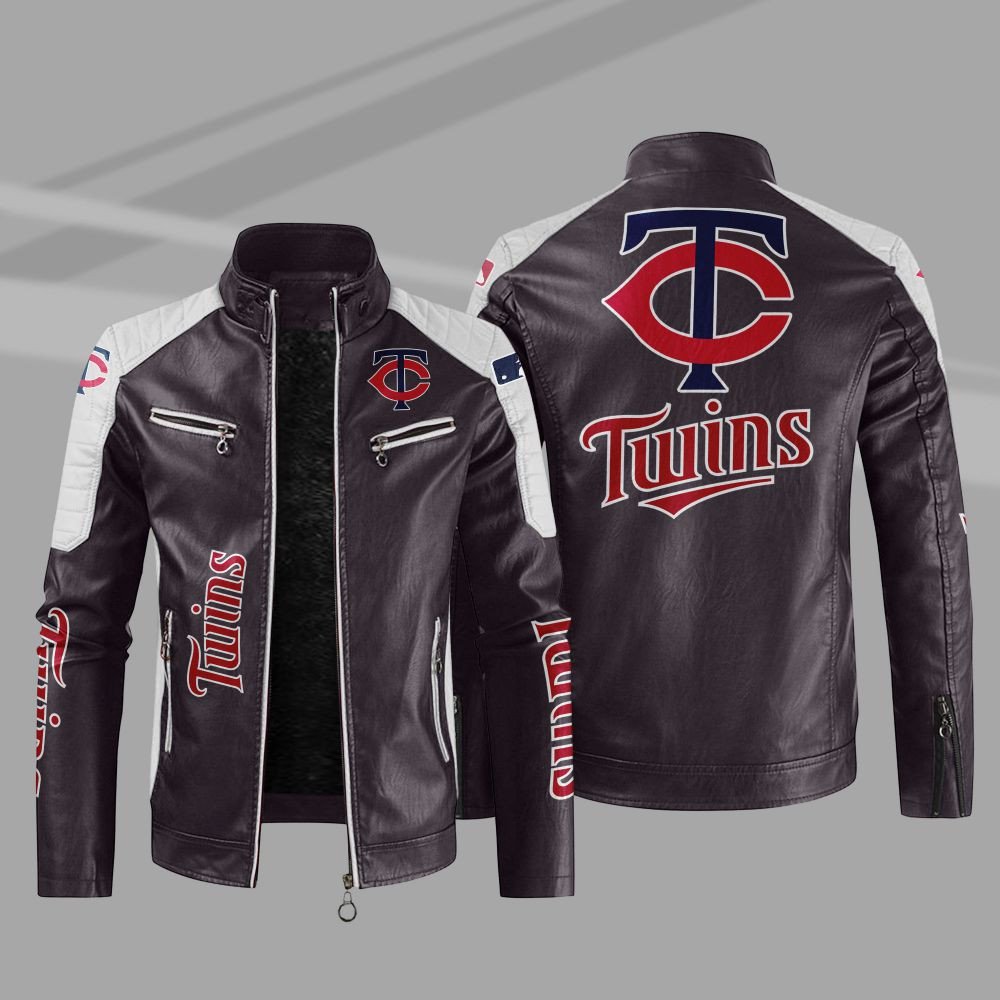 MLB Minnesota Twins Block Leather Jacket 5 MLB Minnesota Twins Block Leather Jacket 1 2 3 4