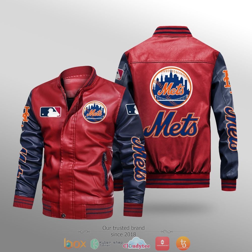 New York Mets MLB Leather bomber jacket 4 MLB New York Mets Leather bomber jacket 1 2 3