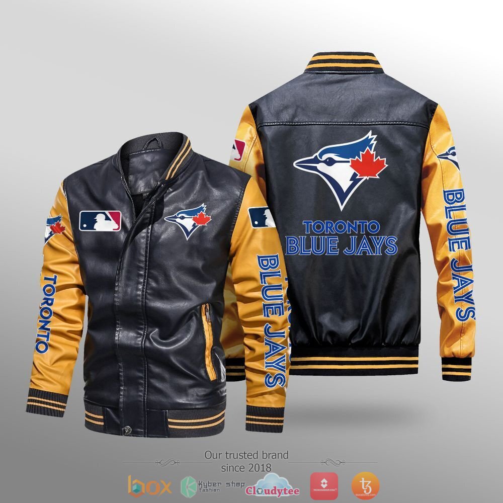 Toronto Blue Jays MLB Leather bomber jacket 3 MLB Toronto Blue Jays Leather bomber jacket 1 2