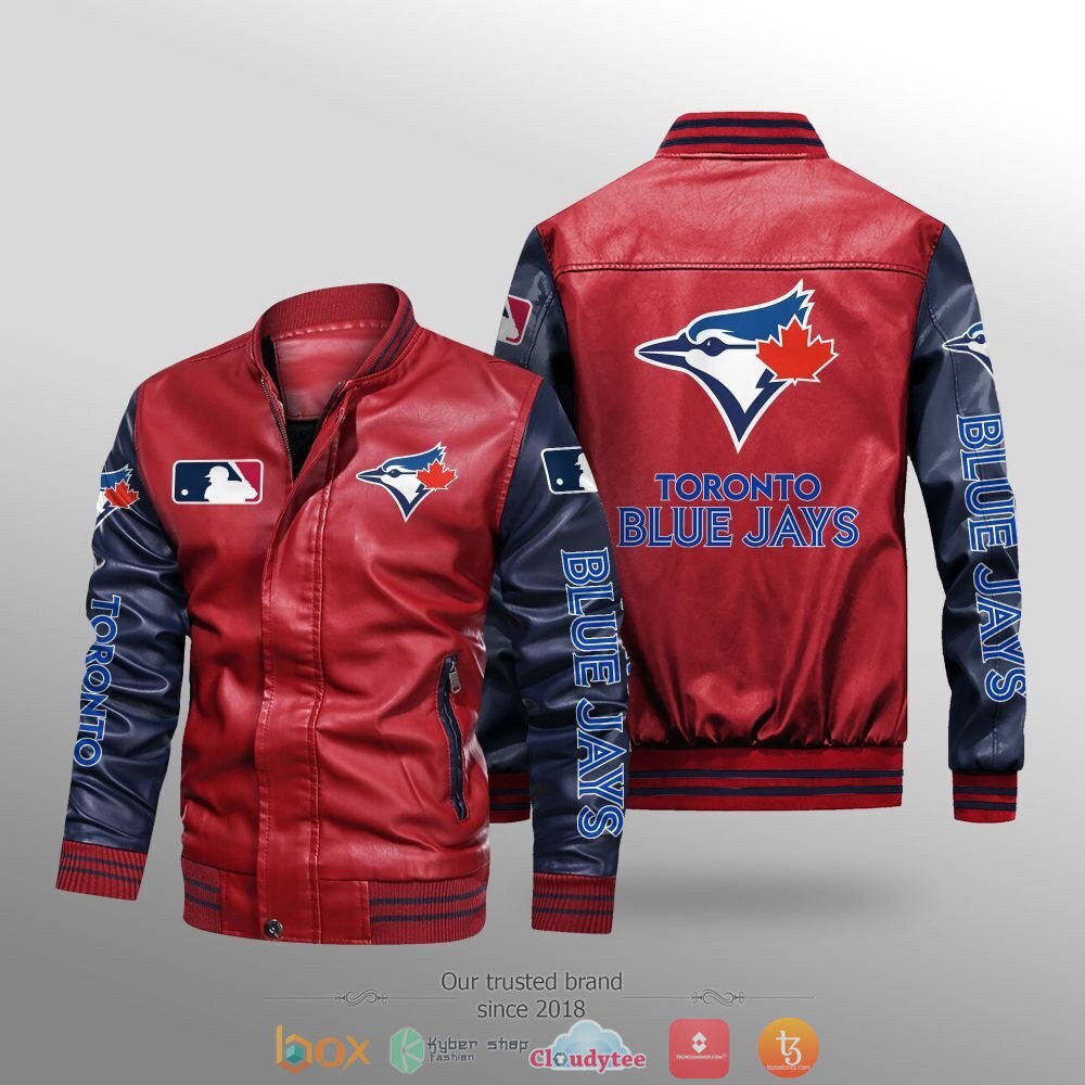 Toronto Blue Jays MLB Leather bomber jacket 4 MLB Toronto Blue Jays Leather bomber jacket 1 2 3