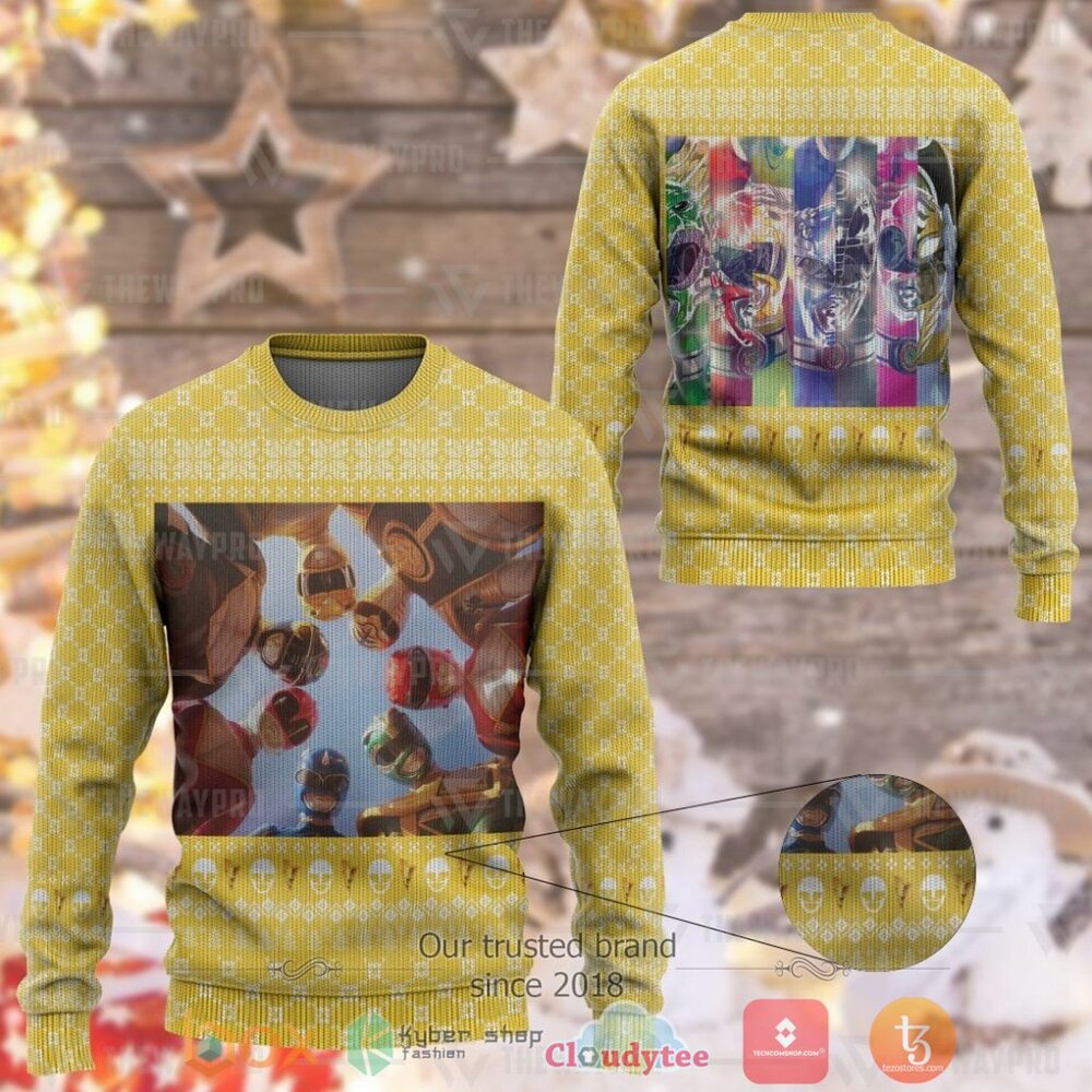 NEW MMPR Straight Outta Angel Grove Merry Christmas Sweater 4 MMPR Straight Outta Angel Grove Ugly Christmas Sweater 1 2 3