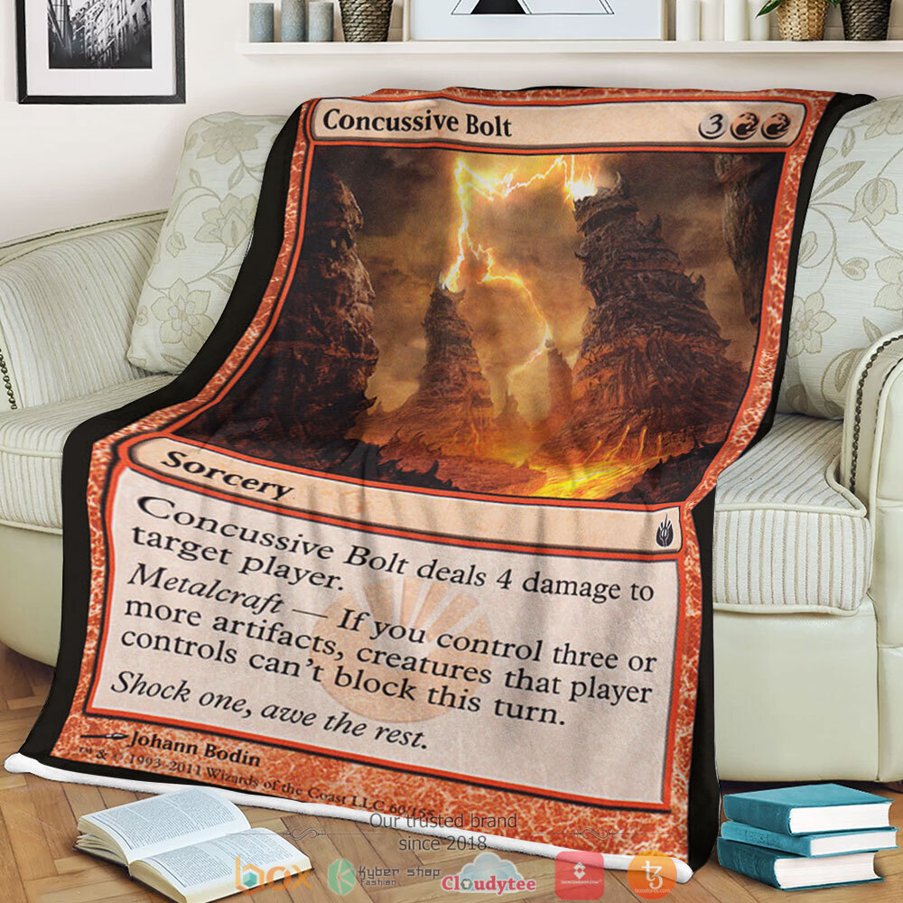 Mbs 60 Concussive Bolt Magic The Gathering fleece blanket 3 Magic The Gathering Mbs 60 Concussive Bolt Blanket