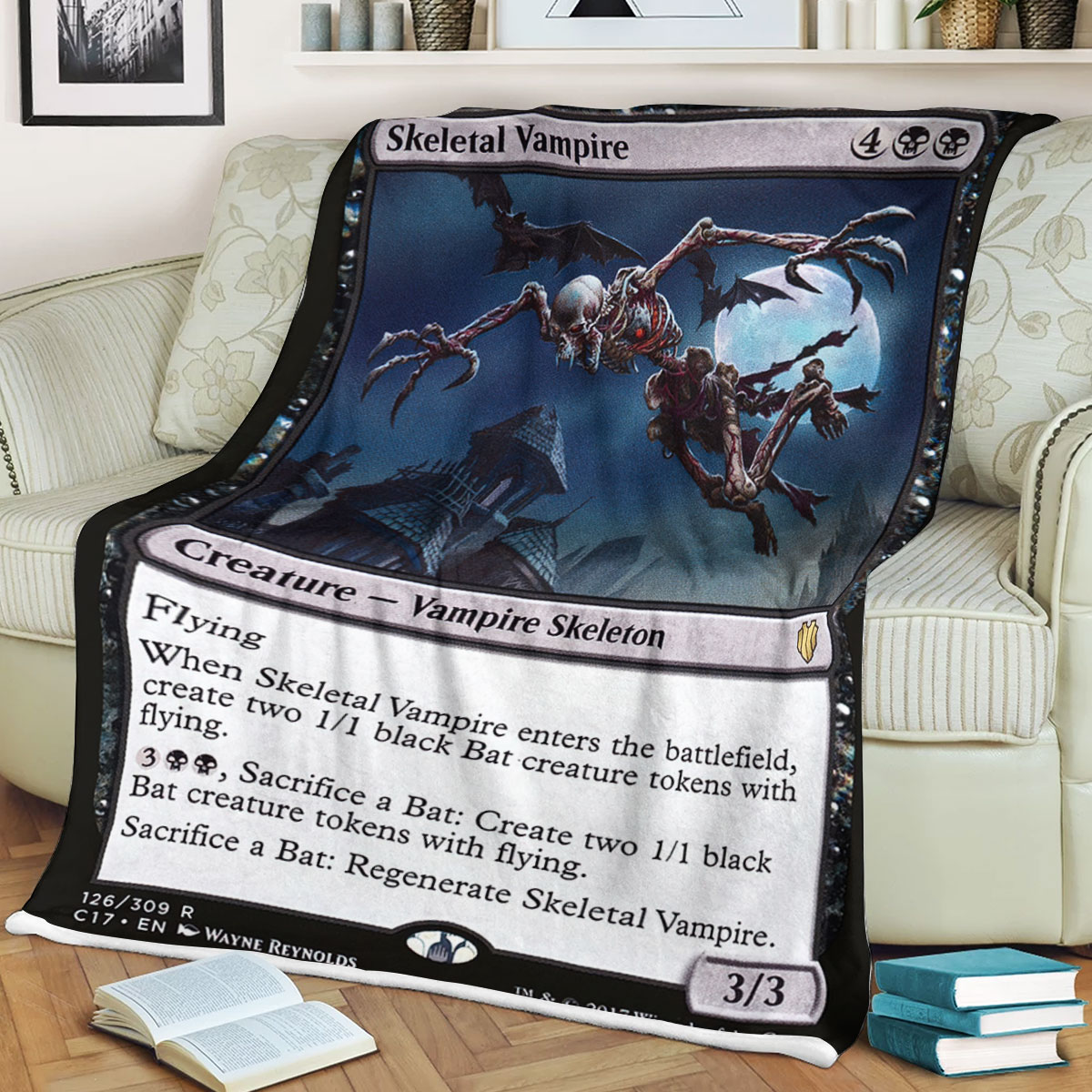 Magic The Gathering Skeletal Vampire Sherpa Blanket