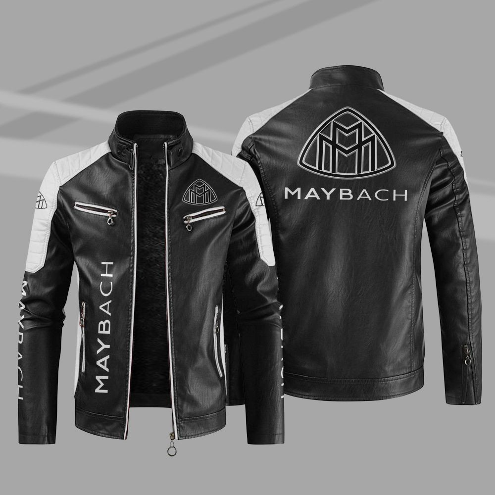 Maybach Car Motor Block Leather Jacket