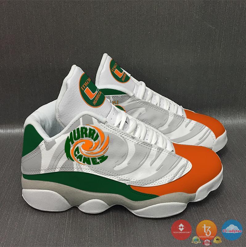 Miami Hurricanes University of Miami white Air Jordan 13 sneaker 2 Miami Hurricanes University of Miami white Air Jordan 13 shoes 1