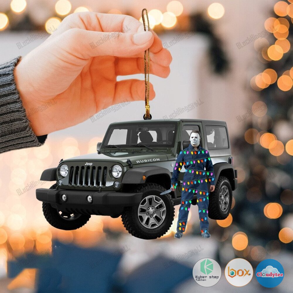 Michael Myers hold knite Rubicon jeep Led Lights Christmas Ornament