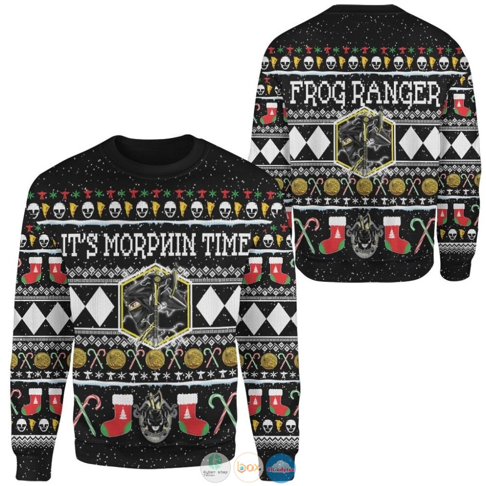 Mighty Morphin Ninjetti Black Ranger Ugly Christmas Sweater 5 Mighty Morphin Ninjetti Black Ranger Christmas Sweater 1 2 3 4