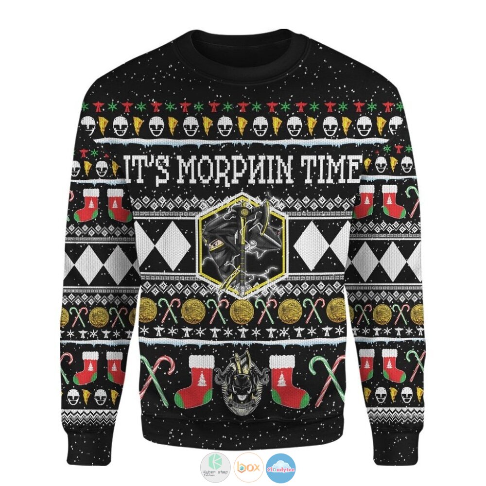 Mighty Morphin Ninjetti Black Ranger Ugly Christmas Sweater 6 Mighty Morphin Ninjetti Black Ranger Christmas Sweater 1 2 3 4 5