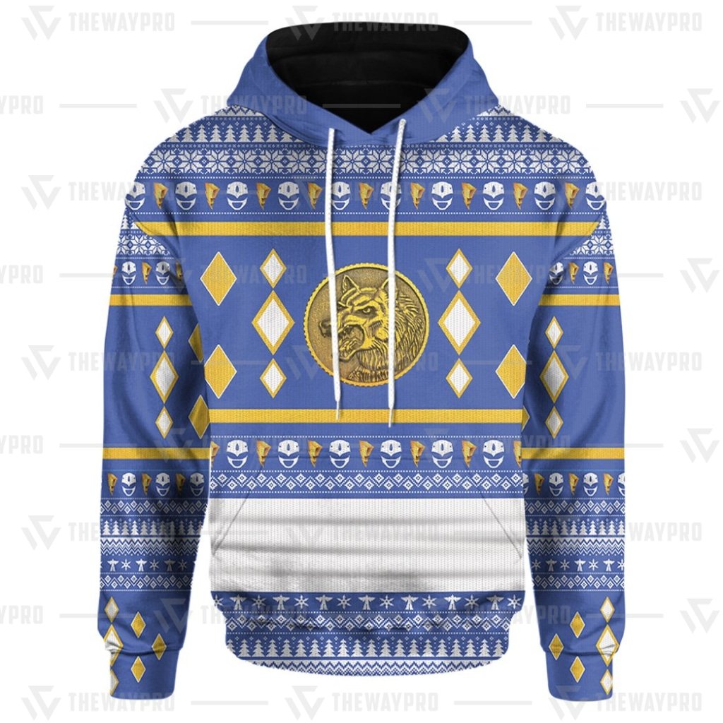 Mighty Morphin Ninjetti Blue Wolf Ranger 3D All Over Printed Hoodie