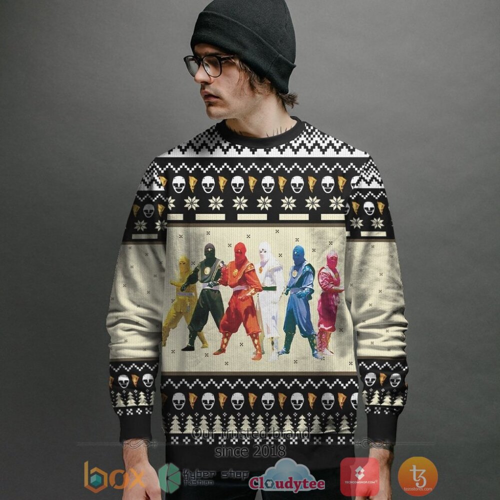 Mighty Morphin Ninjetti Color Ugly Christmas Sweater 1 2 3 4 5 6 7 8