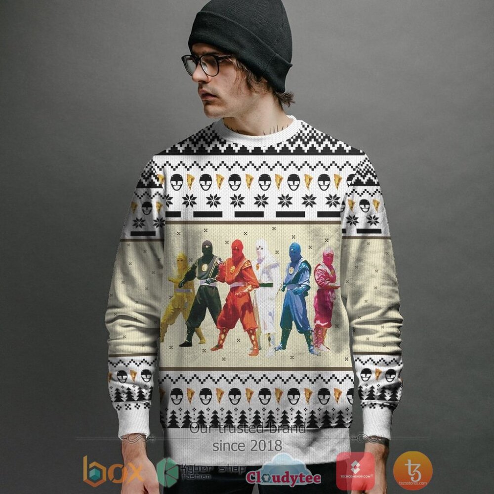 Mighty Morphin Ninjetti Color Ugly Christmas Sweater 1 2 3 4 5 6 7 8 9