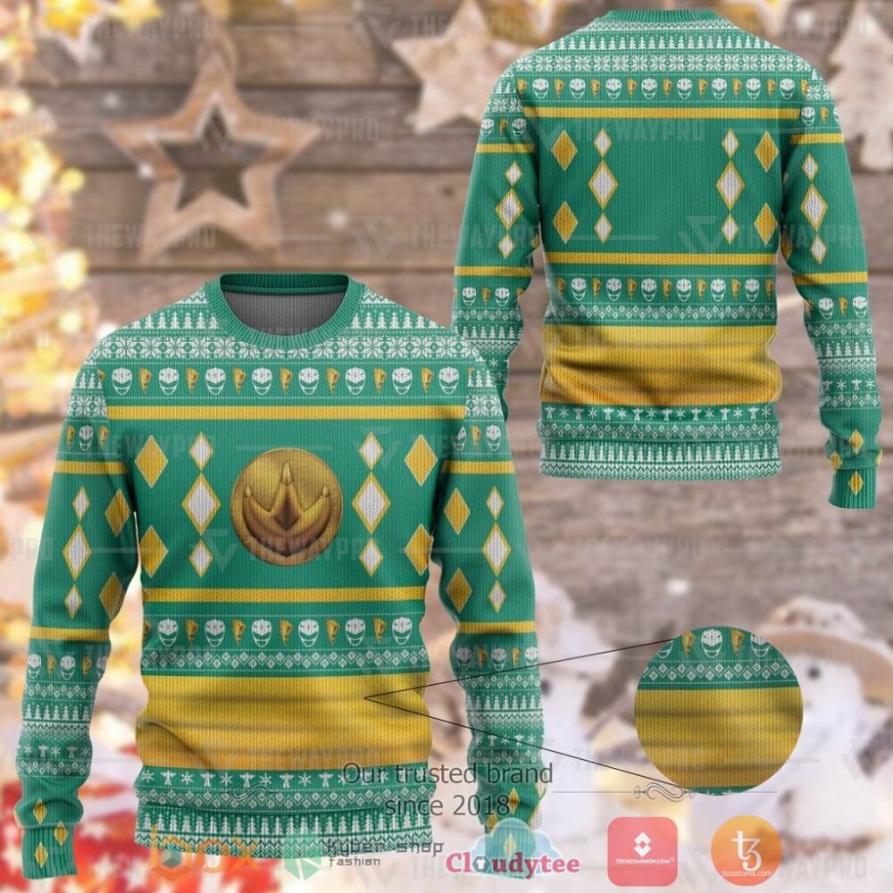 Mighty Morphin Ninjetti Green Dragon Ranger Ugly Christmas Sweater