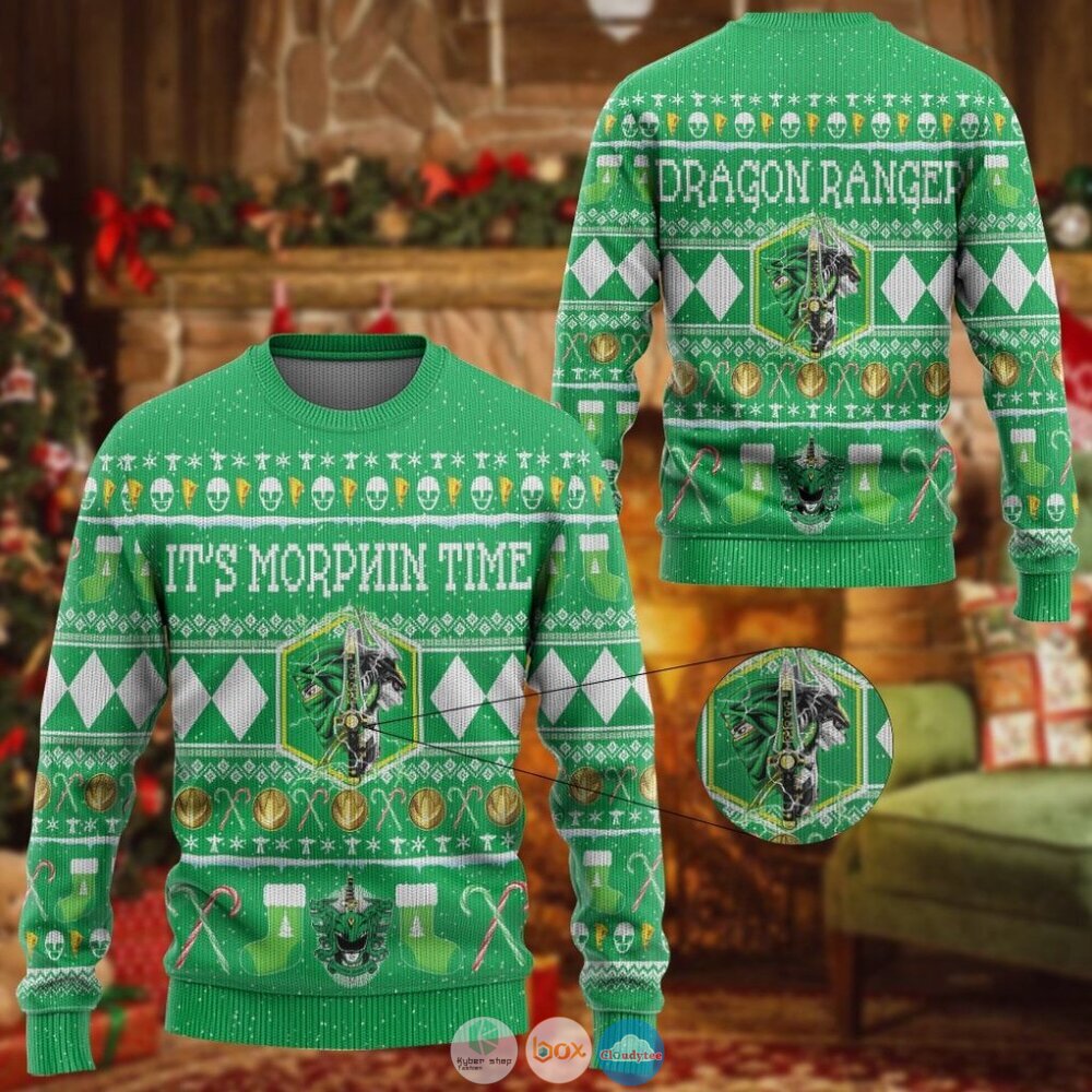 Mighty Morphin Ninjetti Green Ranger Christmas Sweater