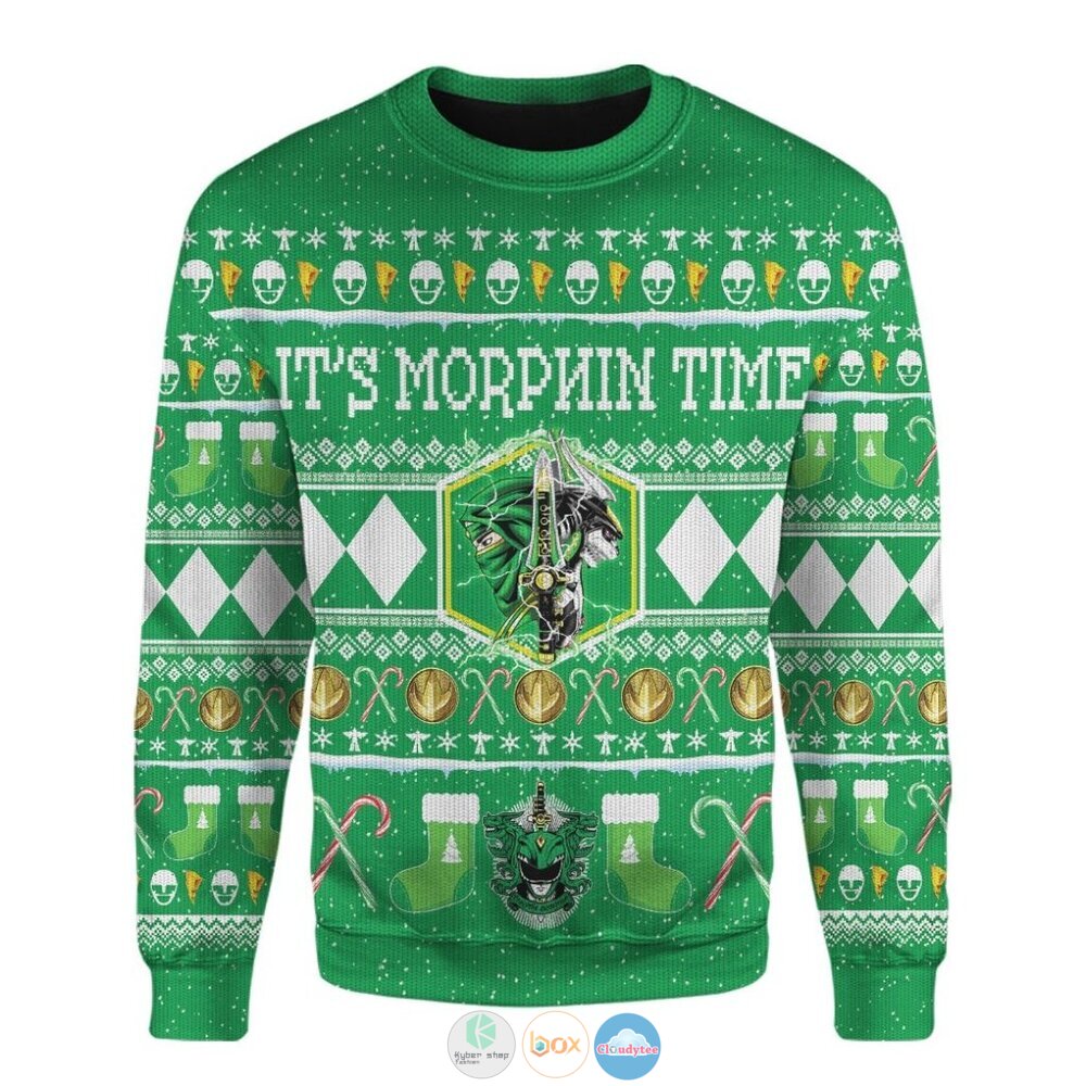 Mighty Morphin Ninjetti Green Ranger Christmas Sweater 1 2 3 4 5
