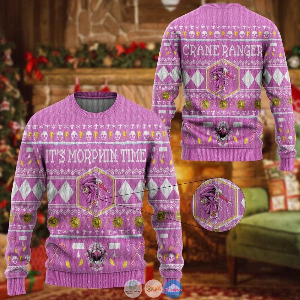 Mighty Morphin Ninjetti Pink Ranger Christmas Sweater