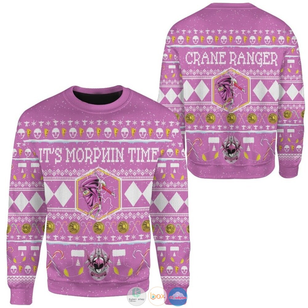 Mighty Morphin Ninjetti Pink Ranger Ugly Christmas Sweater 5 Mighty Morphin Ninjetti Pink Ranger Christmas Sweater 1 2 3 4