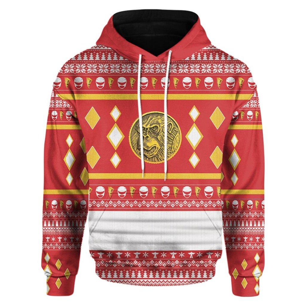 Mighty Morphin Ninjetti Red Ape Ranger 3D All Over Printed Hoodie