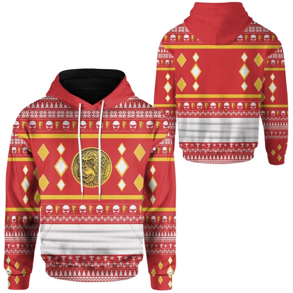 Mighty Morphin Ninjetti Red Ape Ranger 3D All Over Printed Hoodie 1 2