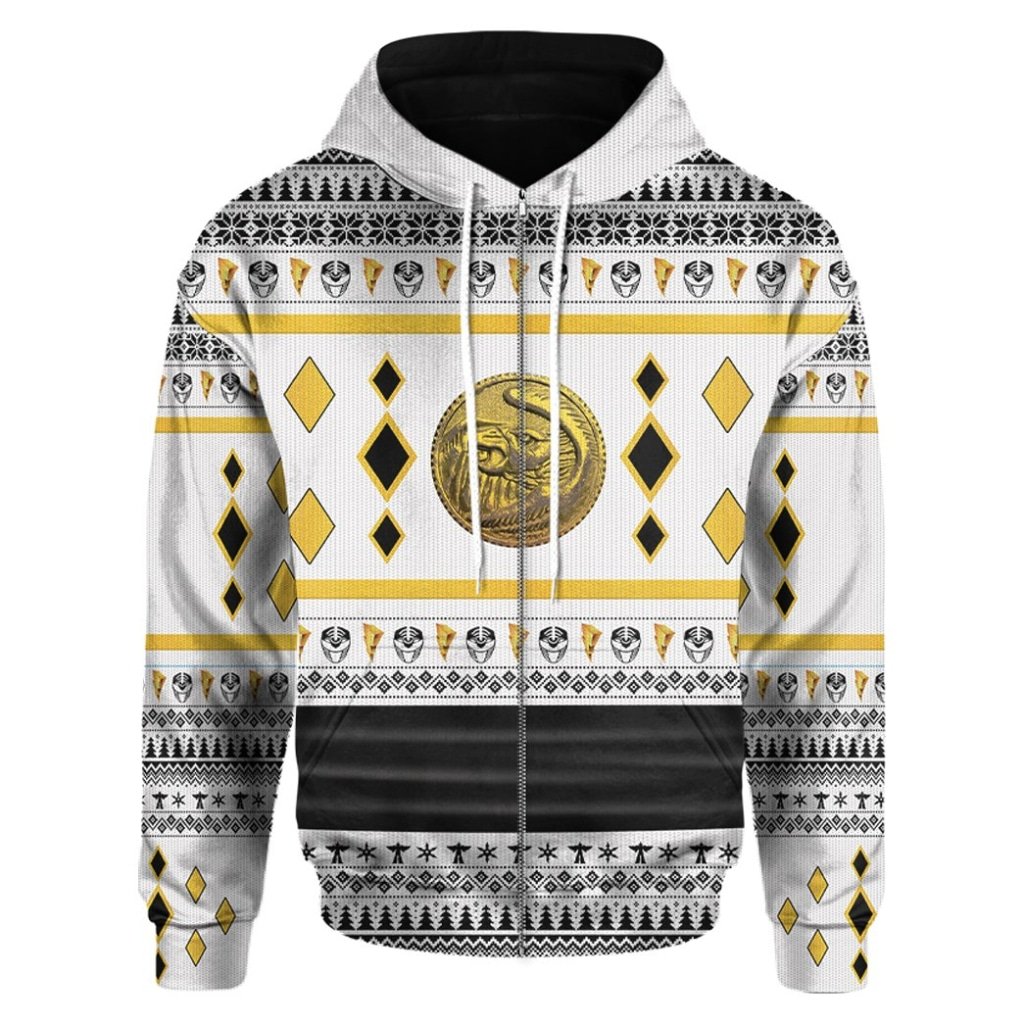 Mighty Morphin Ninjetti White Falcon Ranger 3D All Over Printed Hoodie 1
