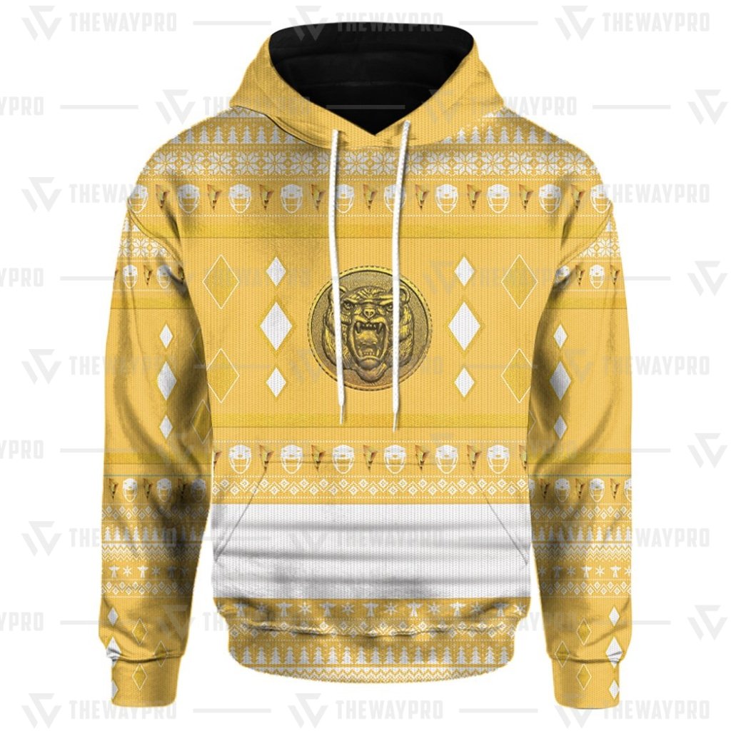 Mighty Morphin Ninjetti Yellow Bear Ranger 3D All Over Printed Hoodie