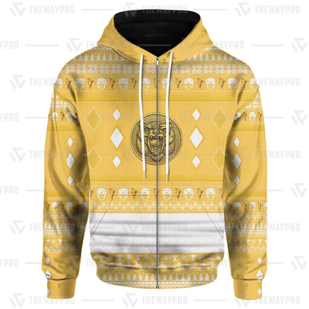 Mighty Morphin Ninjetti Yellow Bear Ranger 3D All Over Printed Hoodie 1