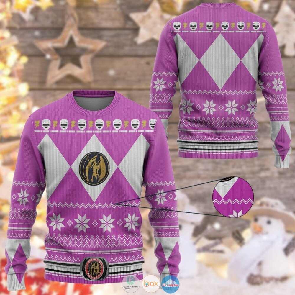 Mighty Morphin Pink Power Rangers Christmas Sweater
