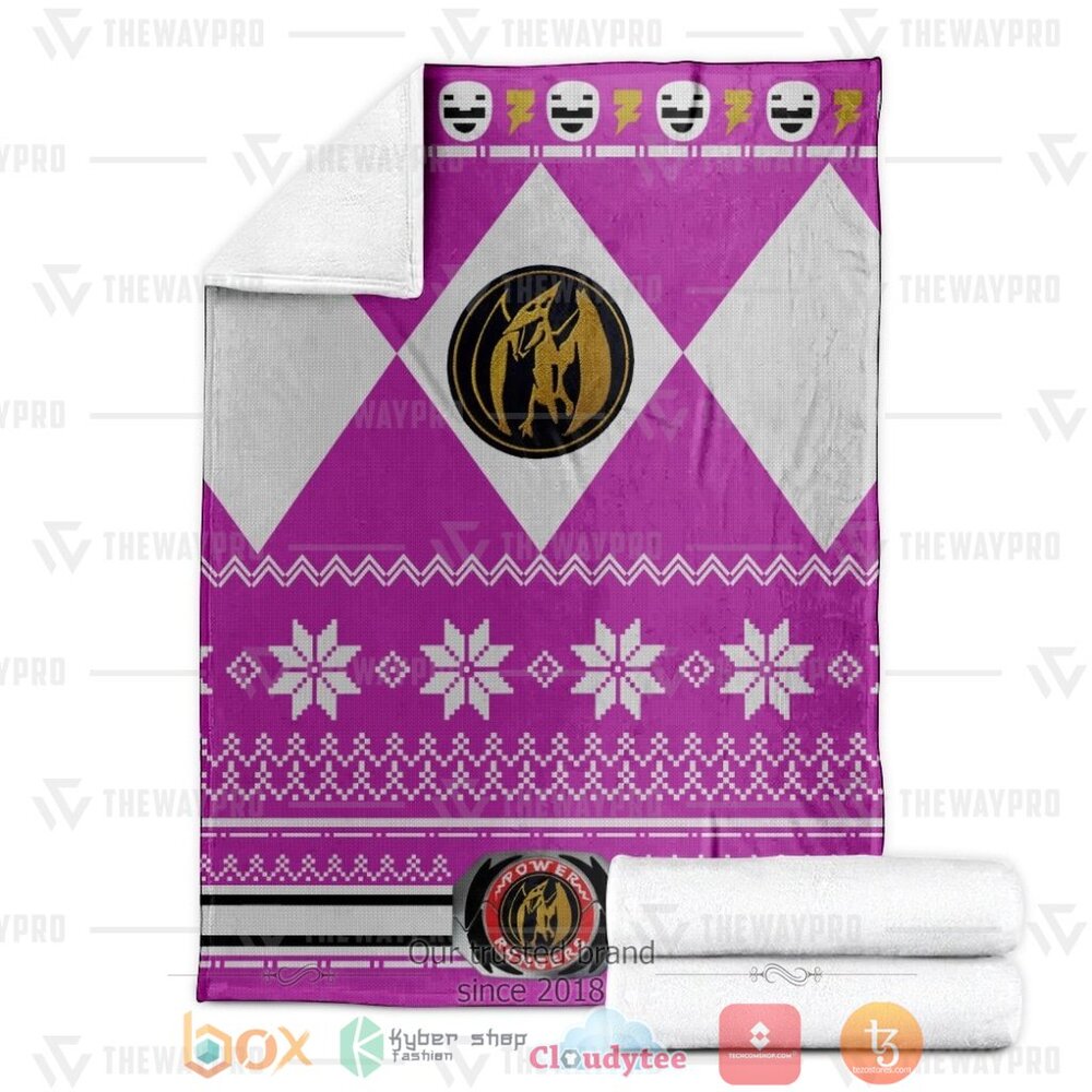 BEST Mighty Morphin Pink Power Rangers Ugly Christmas Soft Blanket 3 Mighty Morphin Pink Power Rangers Ugly Christmas Custom Soft Blanket 1 2