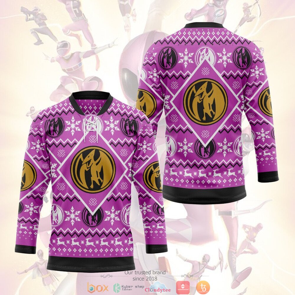 Mighty Morphin Pink Power Rangers hockey jersey 1 2 3 4 5