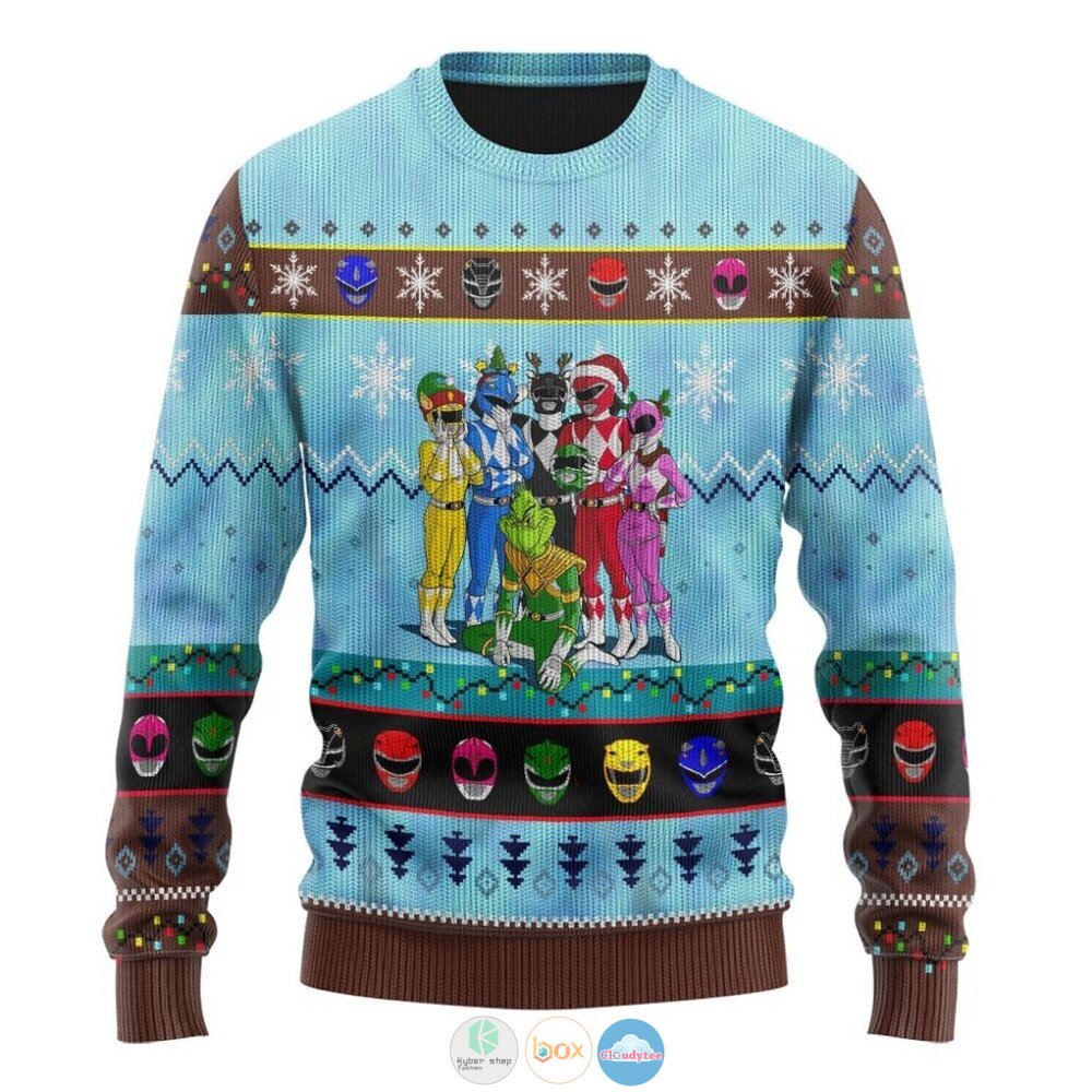 Mighty Morphin Power Rangers G-Ranger Ugly Christmas Sweater 3 Mighty Morphin Power Rangers G Ranger Christmas Sweater 1 2