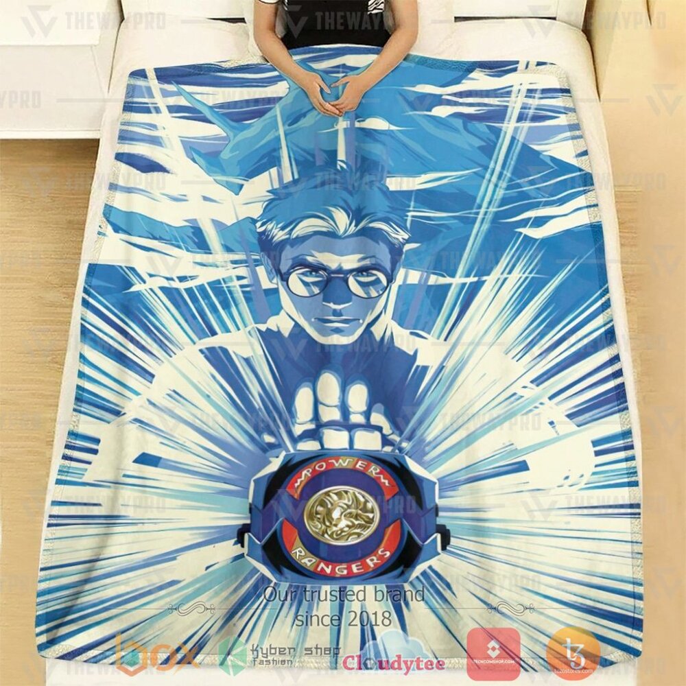 Mighty Morphin Power Rangers Its Morphin Time Blue Custom Soft Blanket 1