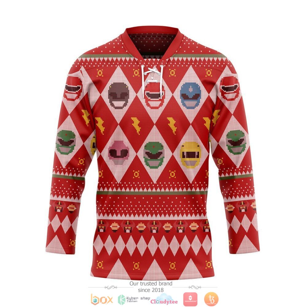 HOT Mighty Morphin Power Rangers hockey jersey 1 Mighty Morphin Power Rangers hockey jersey