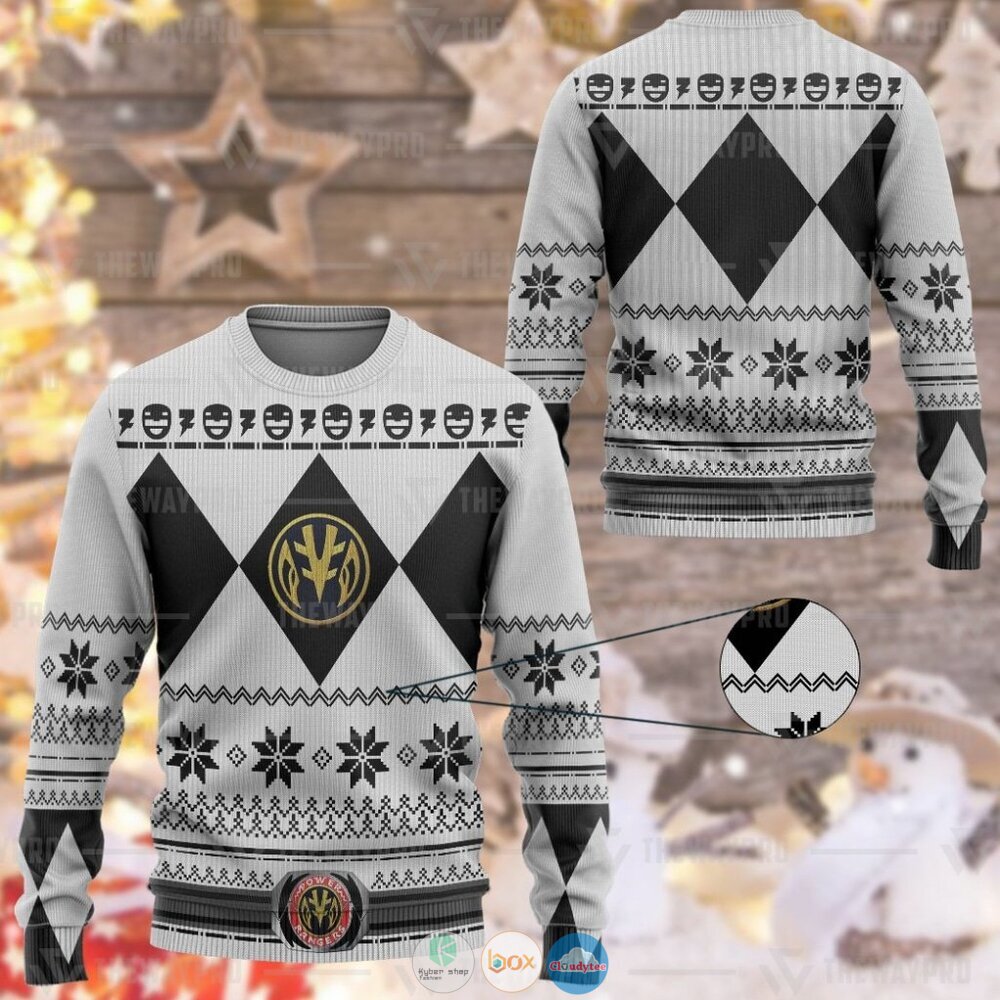 Mighty Morphin White Power Rangers Christmas Sweater