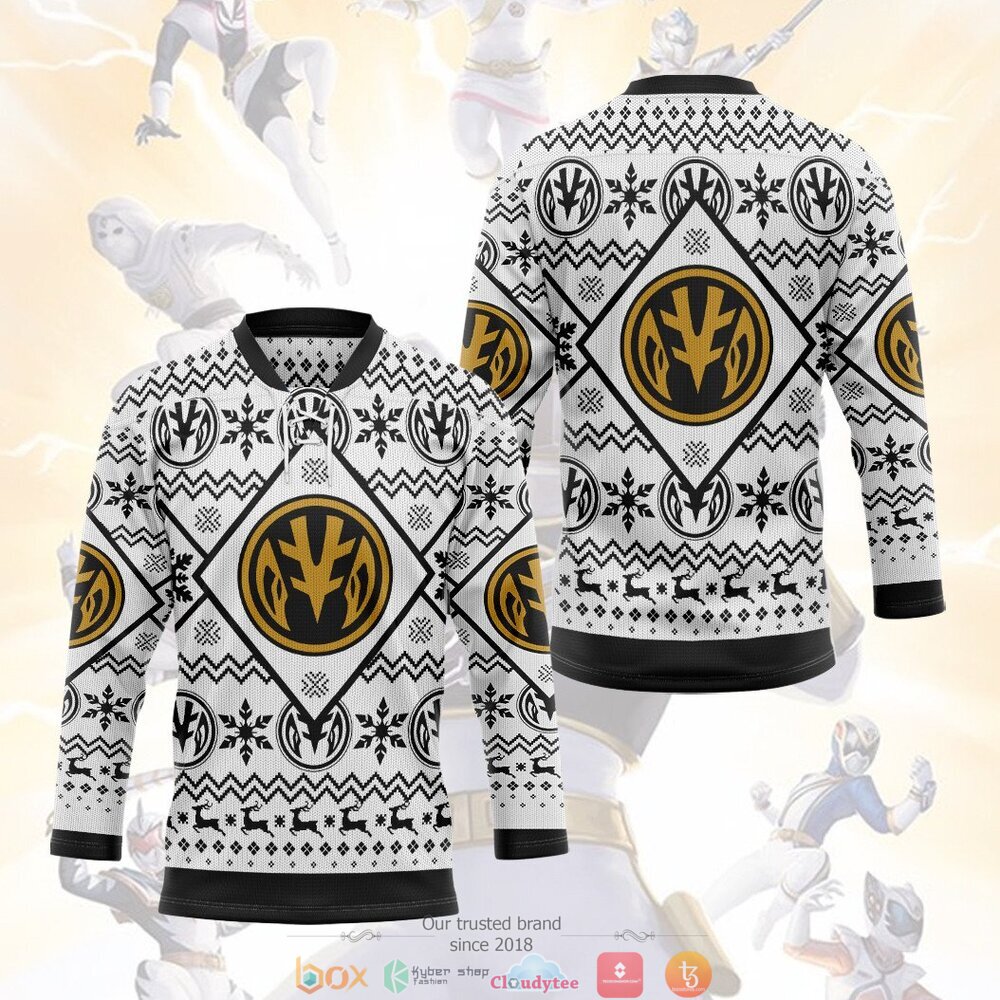 Mighty Morphin White Power Rangers hockey jersey 1 2 3 4 5