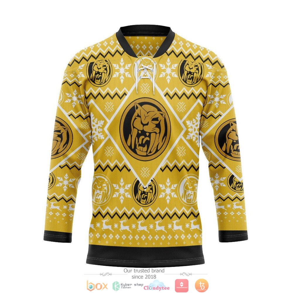 Mighty Morphin Yellow Power Rangers hockey jersey