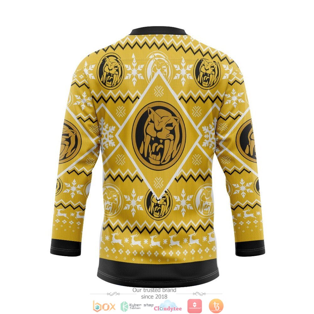 HOT Mighty Morphin Yellow Power Rangers hockey jersey 2 Mighty Morphin Yellow Power Rangers hockey jersey 1