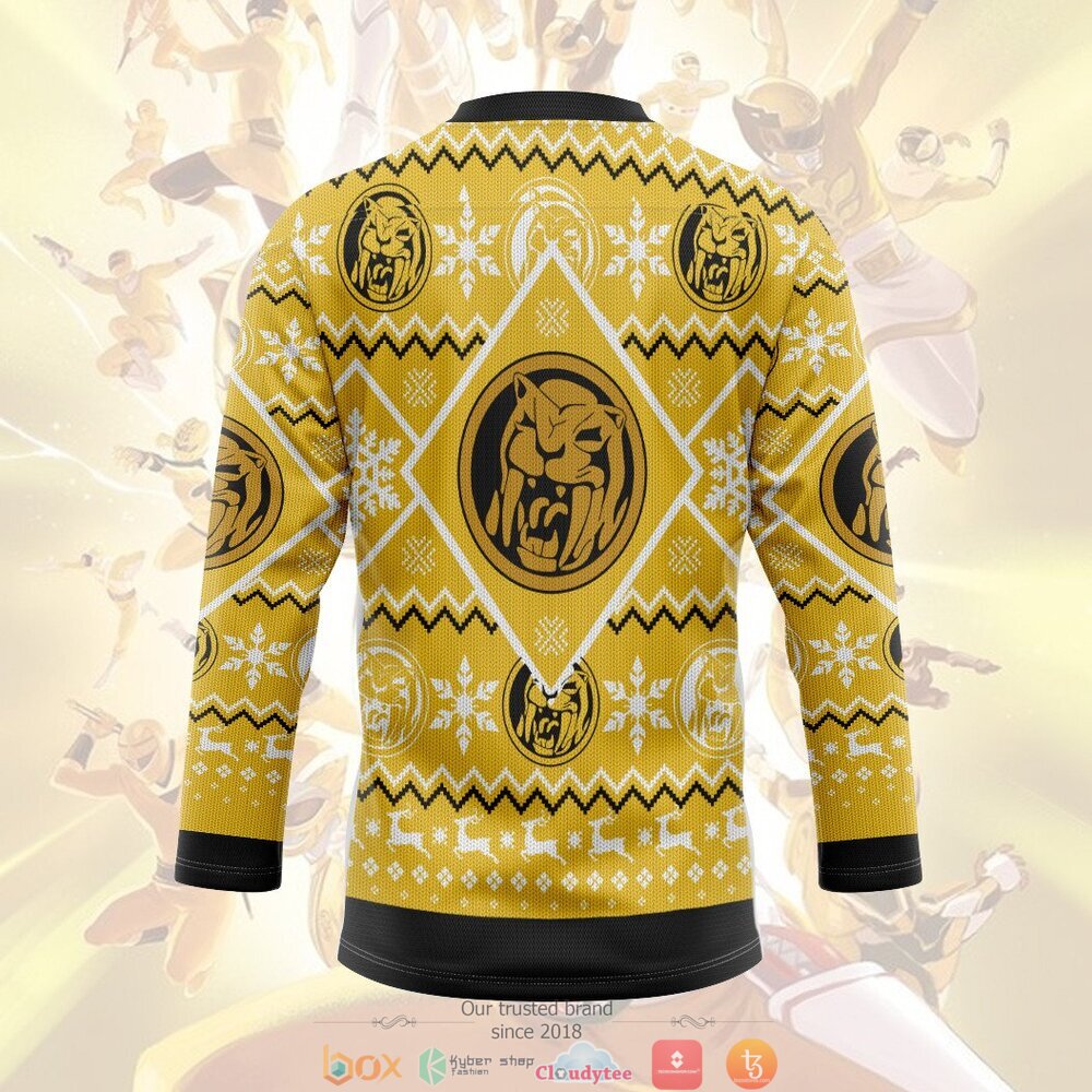 HOT Mighty Morphin Yellow Power Rangers hockey jersey 5 Mighty Morphin Yellow Power Rangers hockey jersey 1 2 3 4