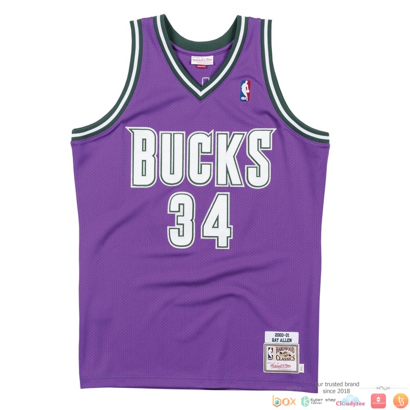 Milwaukee Bucks Road 2000-01 Ray Allen 34 Basketball Jersey 2 Milwaukee Bucks Road 2000 01 Ray Allen 34 NBA Basketball Jersey 1