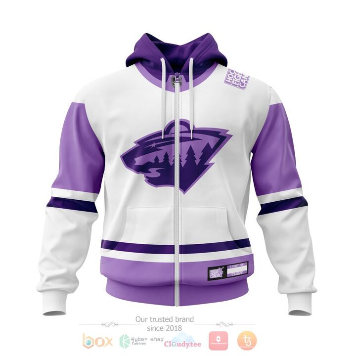 BEST Minnesota Wild Fight Cancer Personalized All Over Print 3D Hoodie, Zip Hoodie 2 Minnesota Wild Fight Cancer Personalized 3D Hoodie Zip Hoodie 1