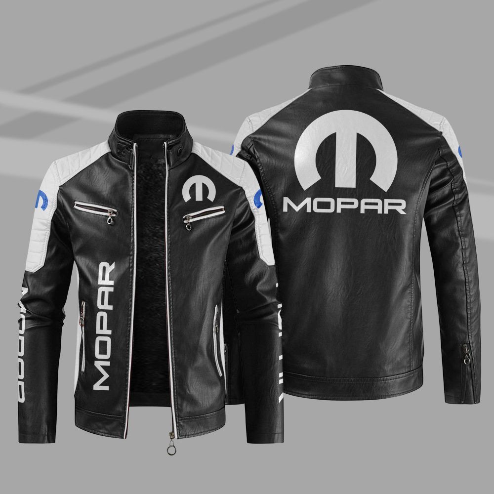 Mopar Car Motor Block Leather Jacket