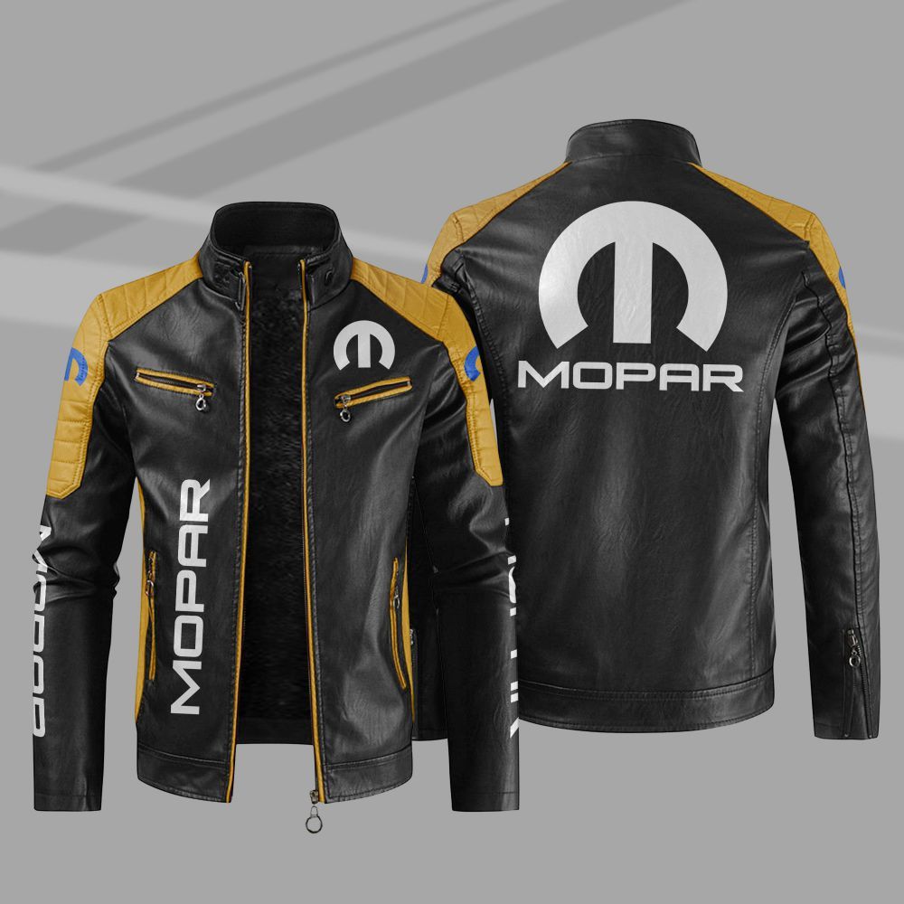 Mopar Car Motor Block Leather Jacket 1