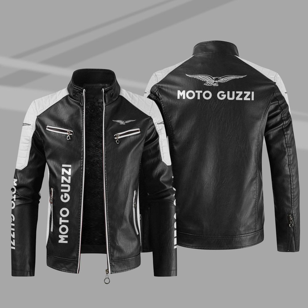 Moto Guzzi Car Motor Block Leather Jacket