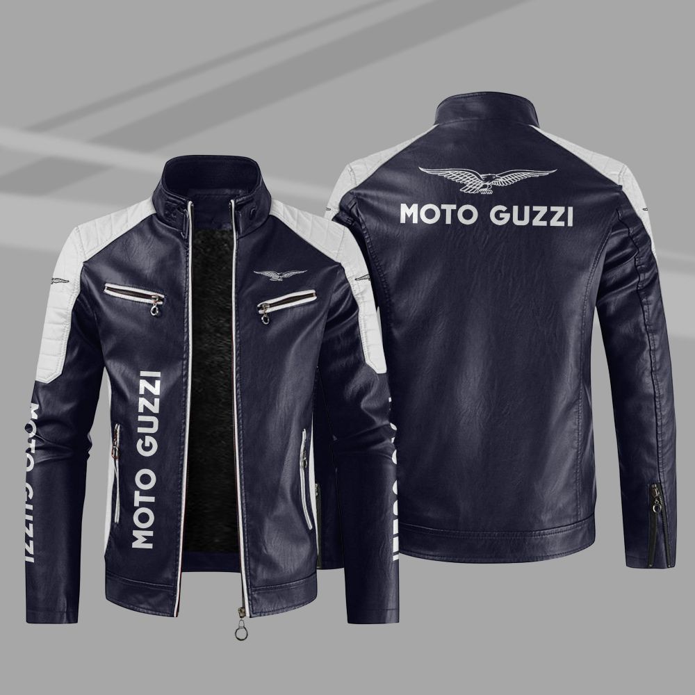 Moto Guzzi Car Motor Block Leather Jacket 3 Moto Guzzi Car Motor Block Leather Jacket 1 2